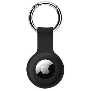 Apple Air Tag Holder Case Cover Black 1 Silicone Sleeve Skin Keychain Ring OrB6